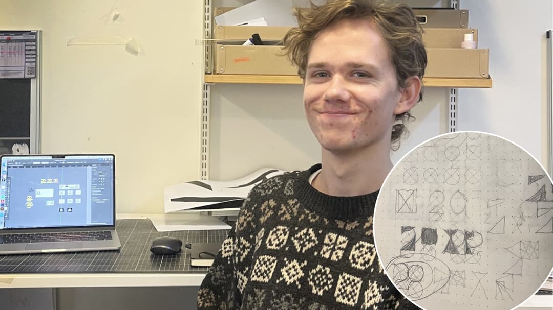 kollage av person och en logga