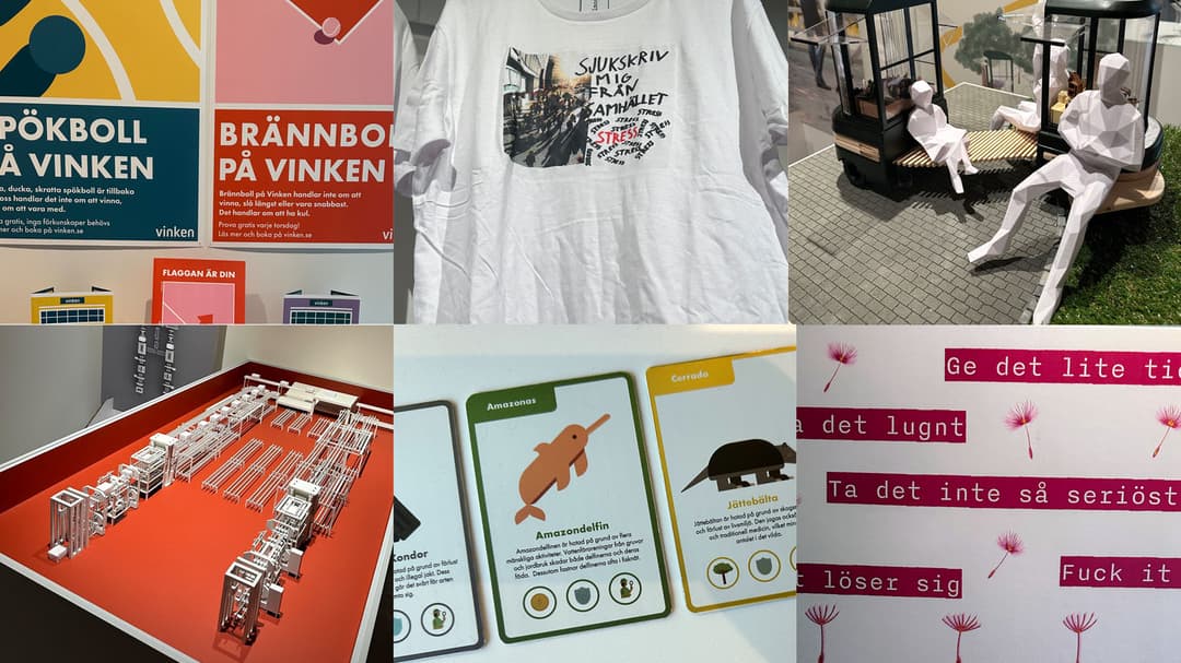 Flera olika bilder på designprodukter i ett collage