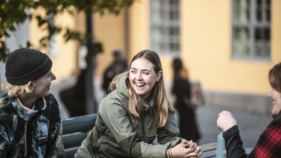 Studenter i campusmiljö.