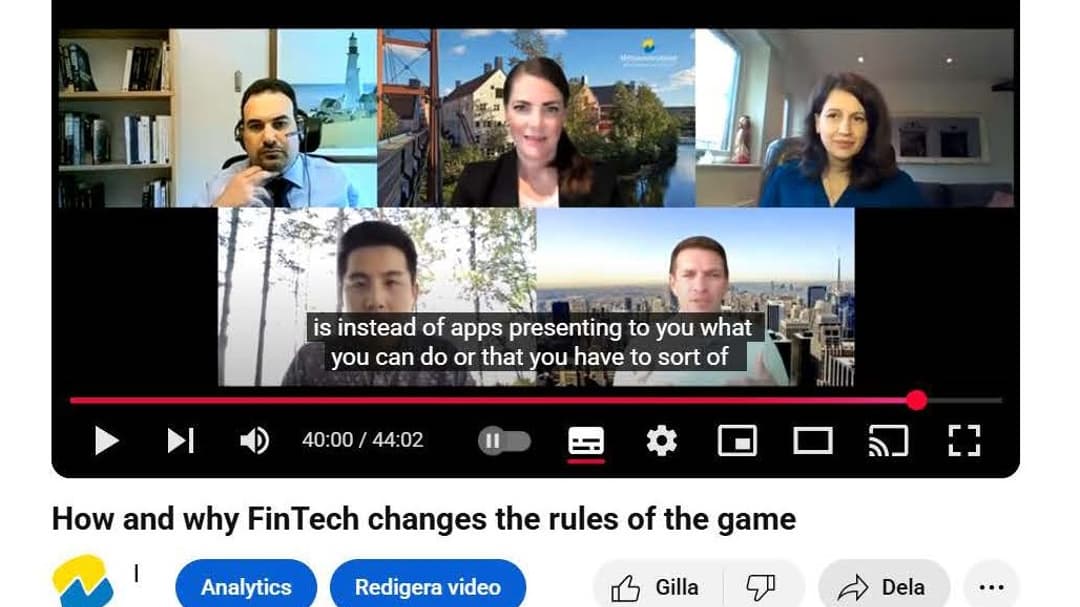 How and why FinTech changes the game rules at the ‘Mitt-vetenskapen’ series 2021
