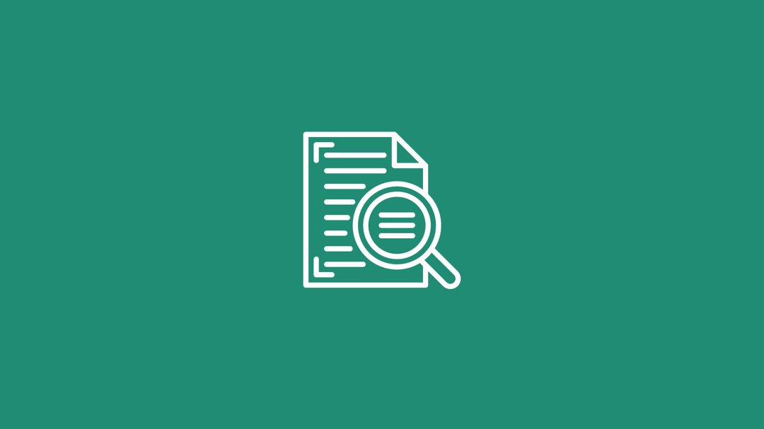 Green background an an icon with paper and magnifyer