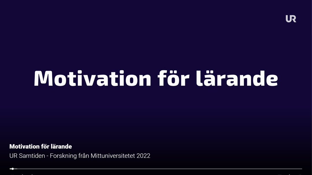 Skärmbild från TV-inslag med texten Motivation för lärande.