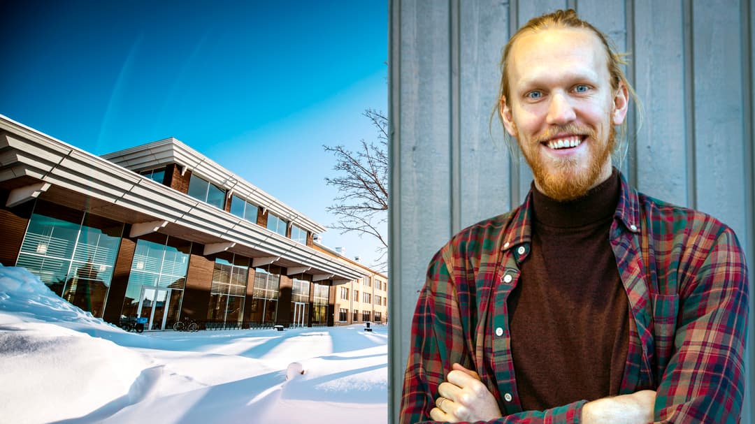  en byggnad i snö, porträtt av en man