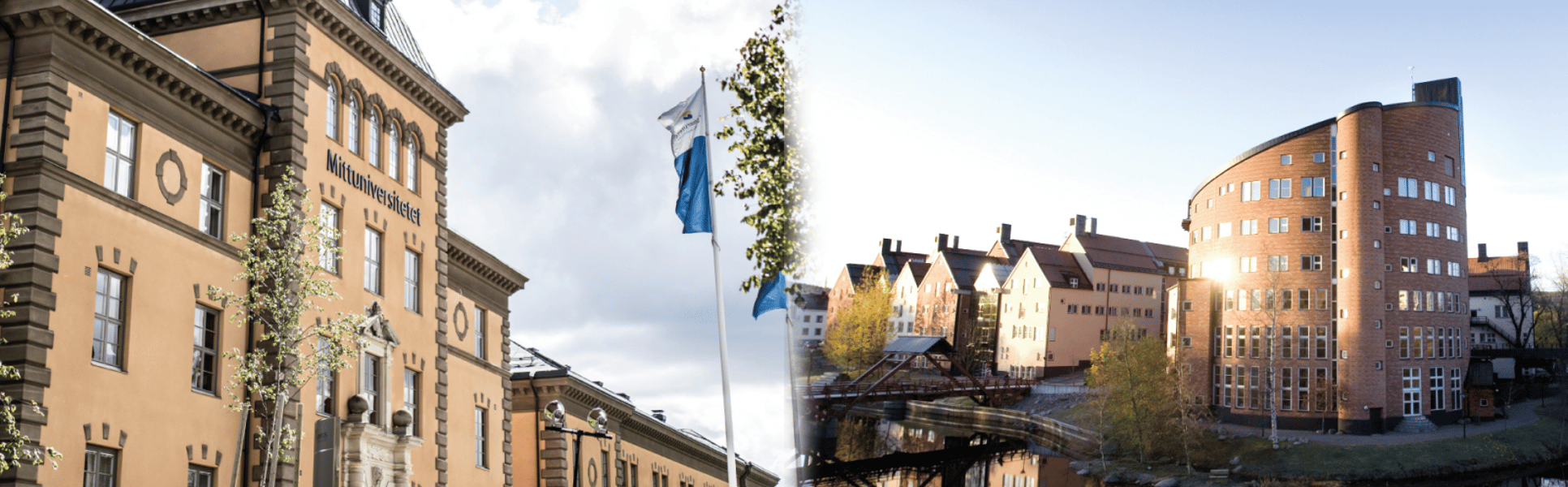 Collage of two pictures of buildings.