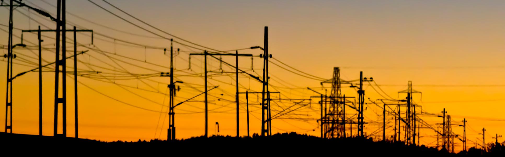 An eletric network in a sunset