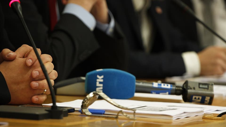 Business people in press conference