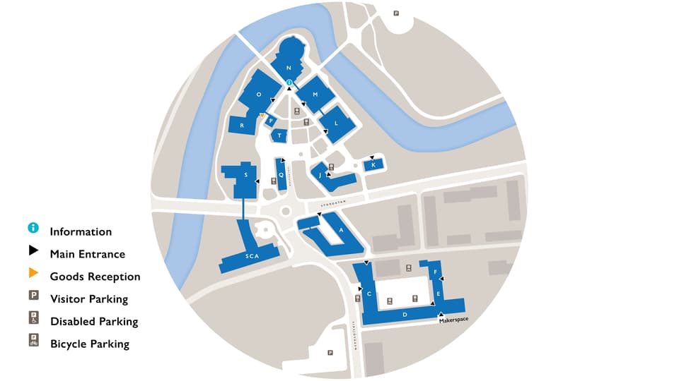 Karta över campusområdet i Sundsvall