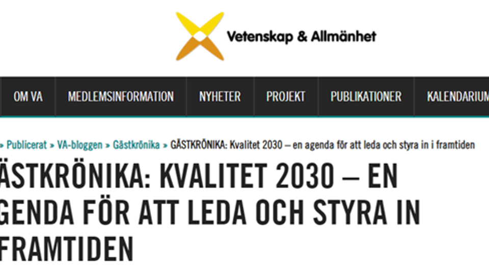 Klipp från webbsidan Vetenskap & allmänhet om gästkrönika