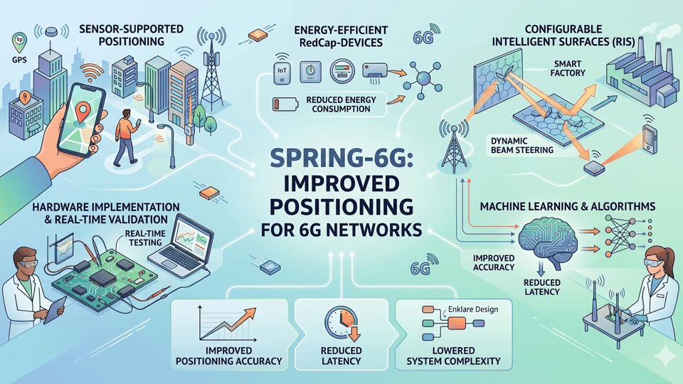 En illustrerad karta som visar positionering av 6G-nätverk