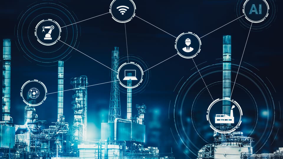 Technology concept for Industry 4.0 - Smart factory for the fourth industrial revolution