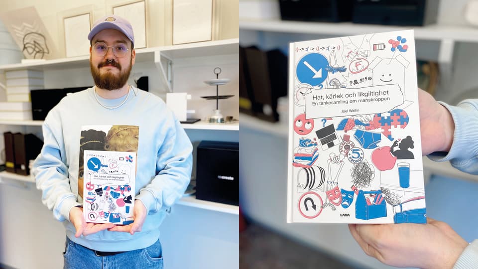 Joel Wallin, alumn på grafisk design, och hans bok
