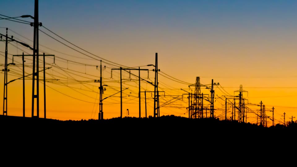 An eletric network in a sunset